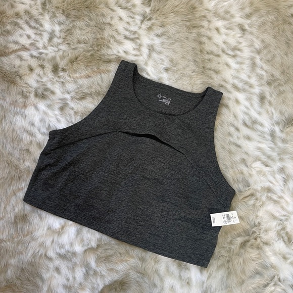 aerie Tops - NWT Aerie Gray Crop Tank Top with Cut Out Design